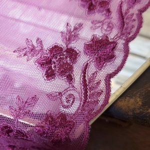French Embroidered Lingerie Lace - Raspberry 7.5 inch wide x 3 yards